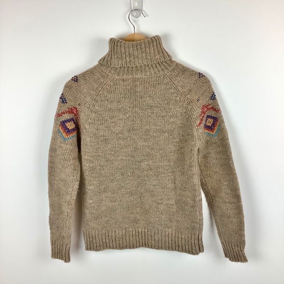 Vintage RBK Turtleneck Fair Isle Pullover Dark Academia Chunky Knit Sweater - Picture 2 of 9
